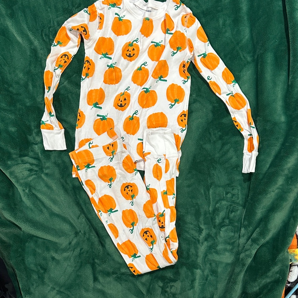 Old Navy Kids Pumpkin Pajama Set - Orange and White